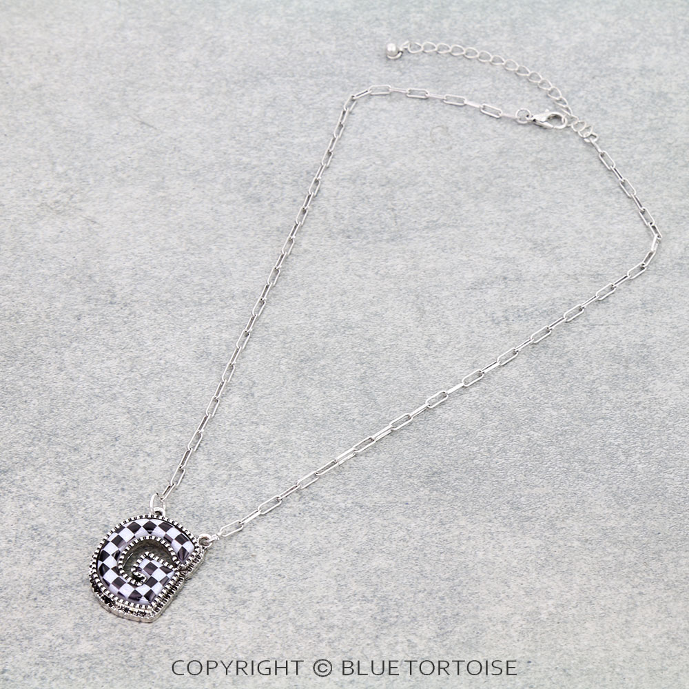 Checker Bubble Initial G Necklace