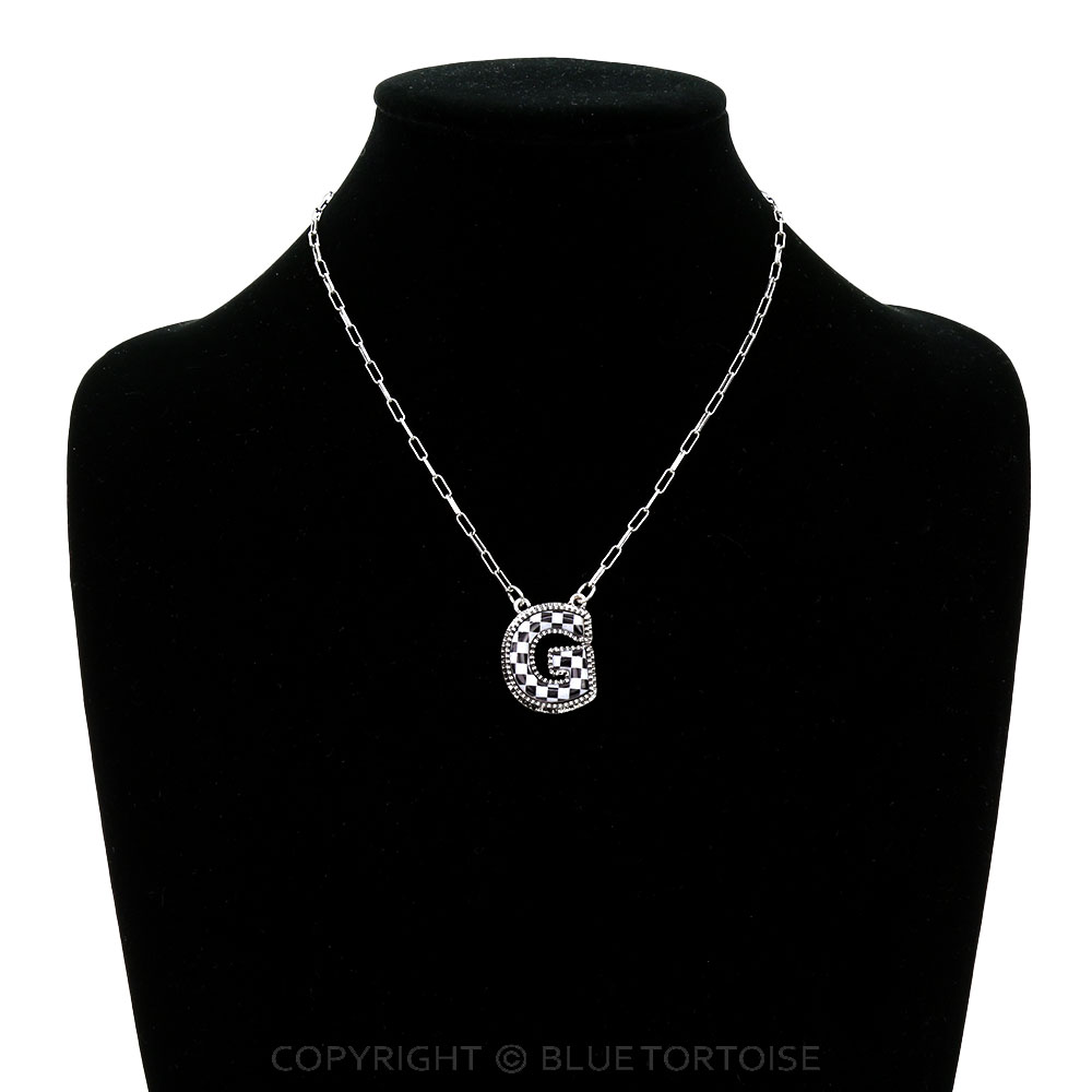 Checker Bubble Initial G Necklace - Image 2