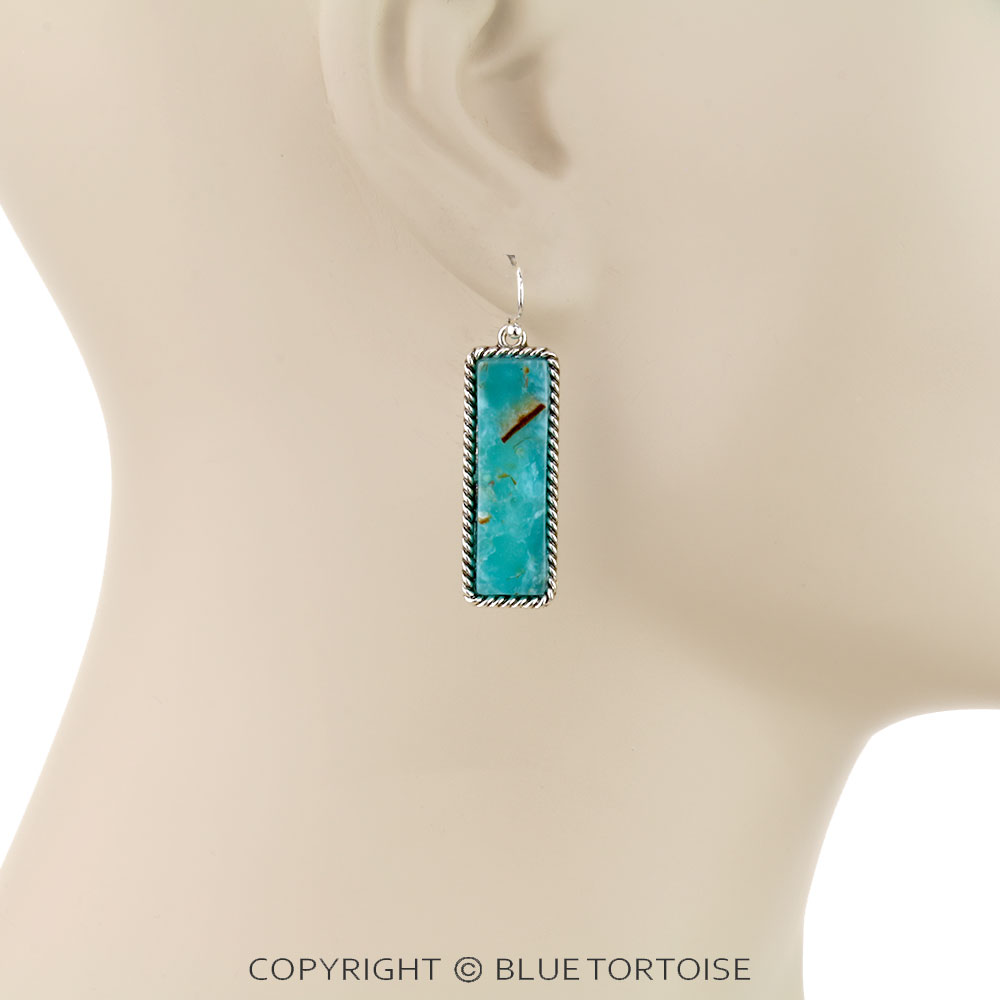 Western Hand Stone Bar Dangle Earrings - Image 2