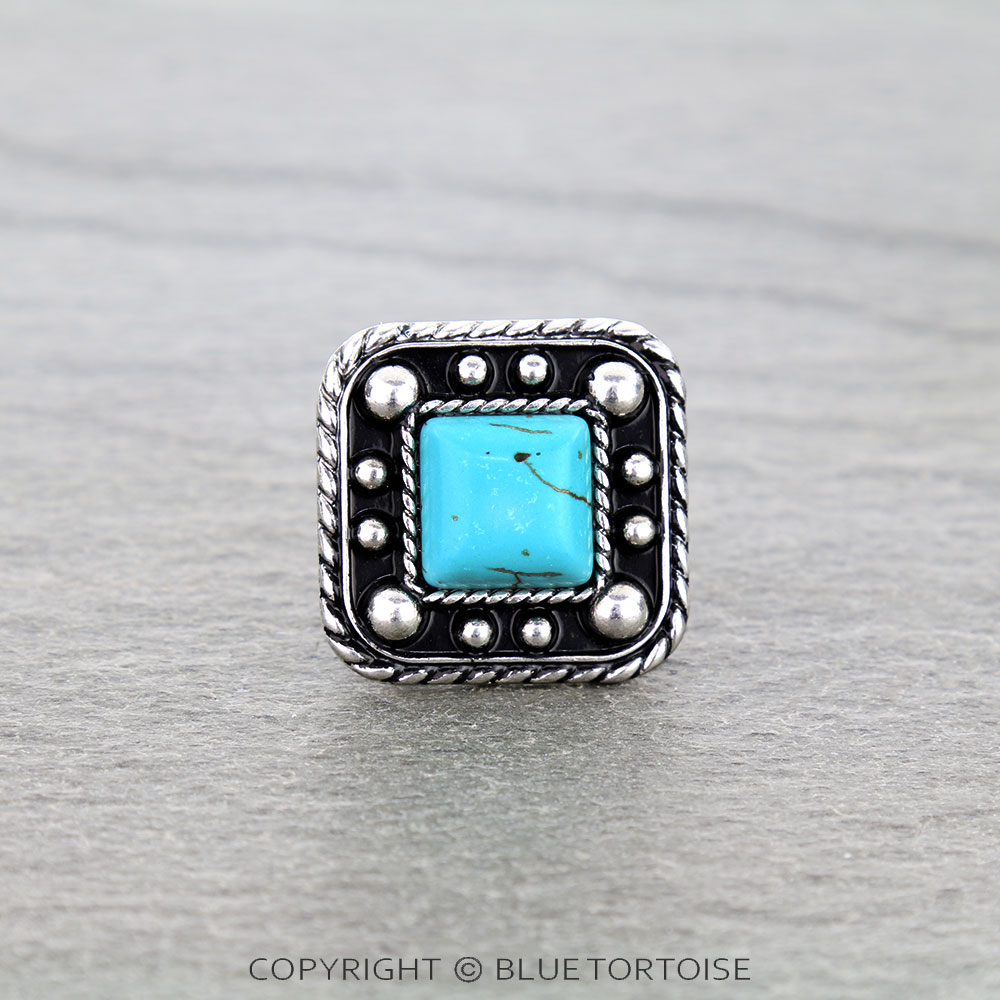 Western Ball TXR Square Stone Stretch Ring
