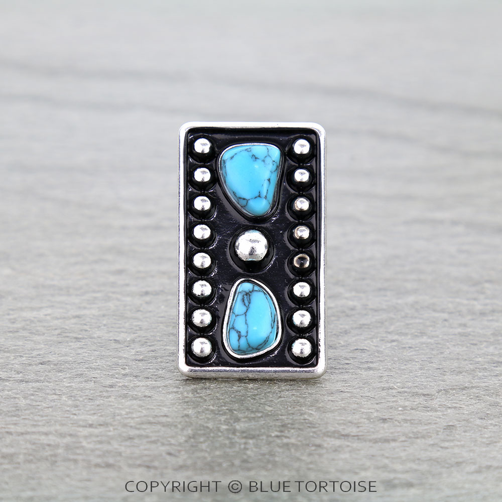 Western Ball TXR Rectangle Stone Stretch Ring