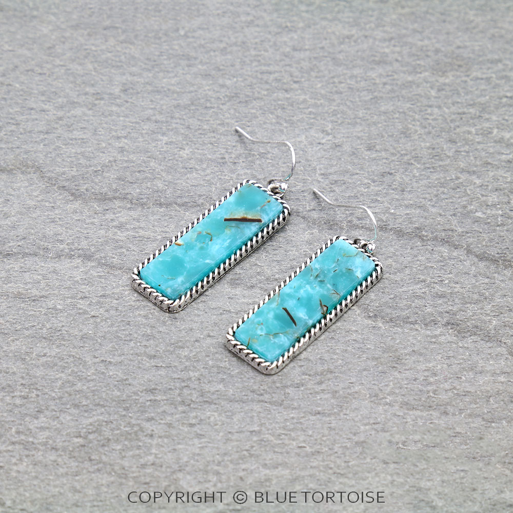 Western Hand Stone Bar Dangle Earrings