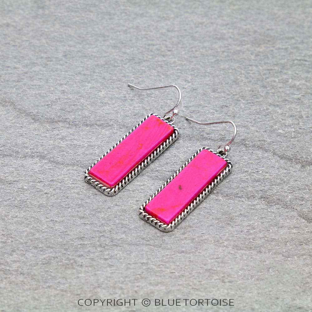 Western Hand Stone Bar Dangle Earrings