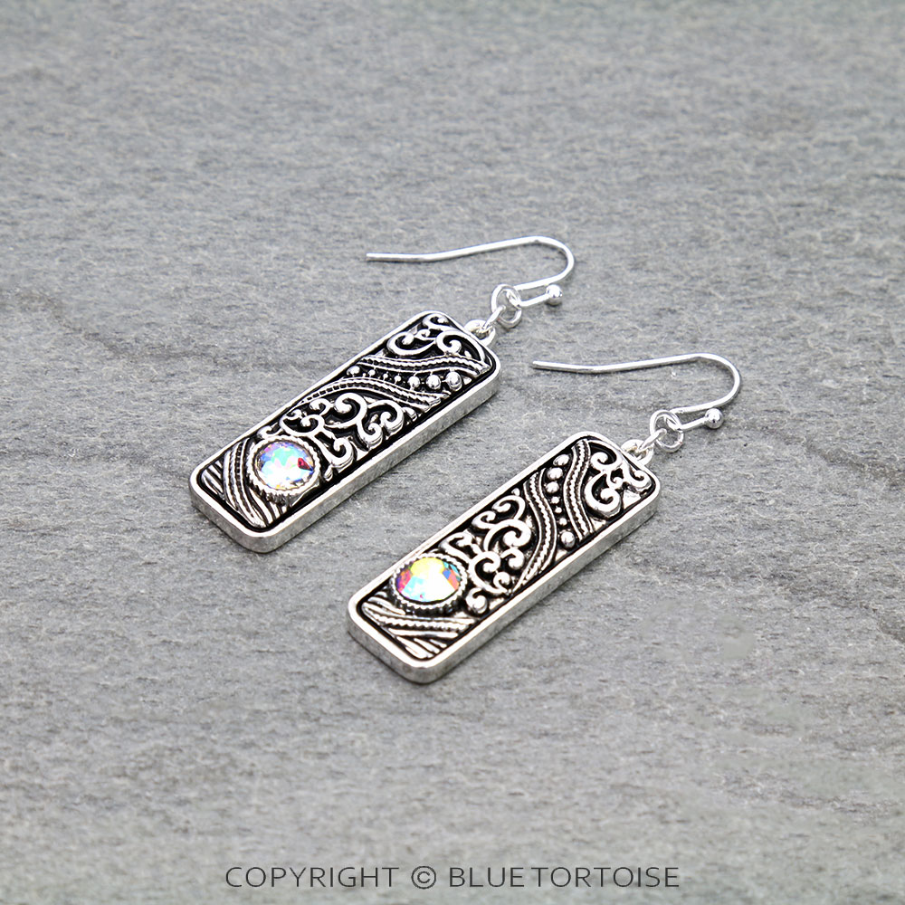 Tailored Filigree Bar Dangle Earrings