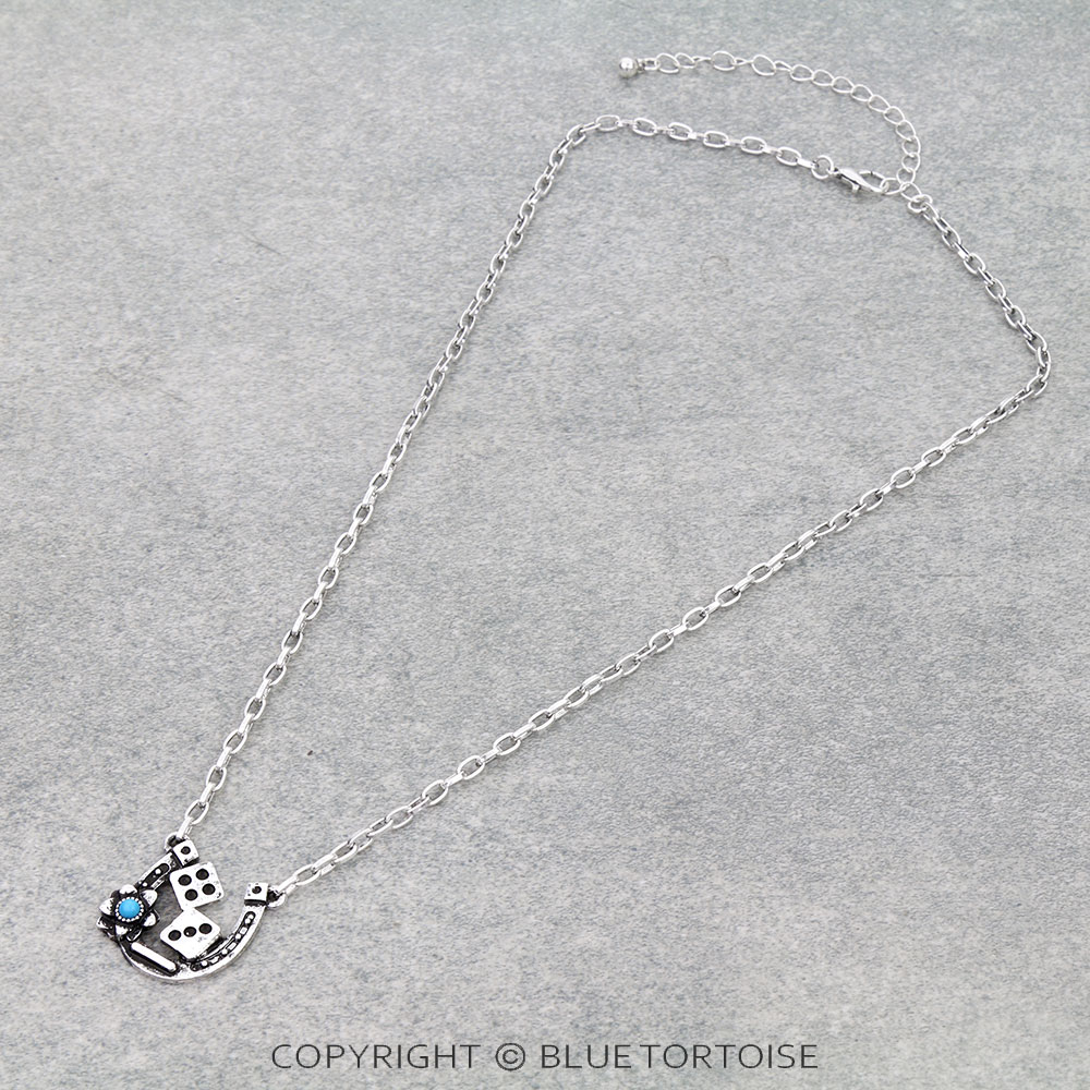 Western Dice Horseshoe Necklace
