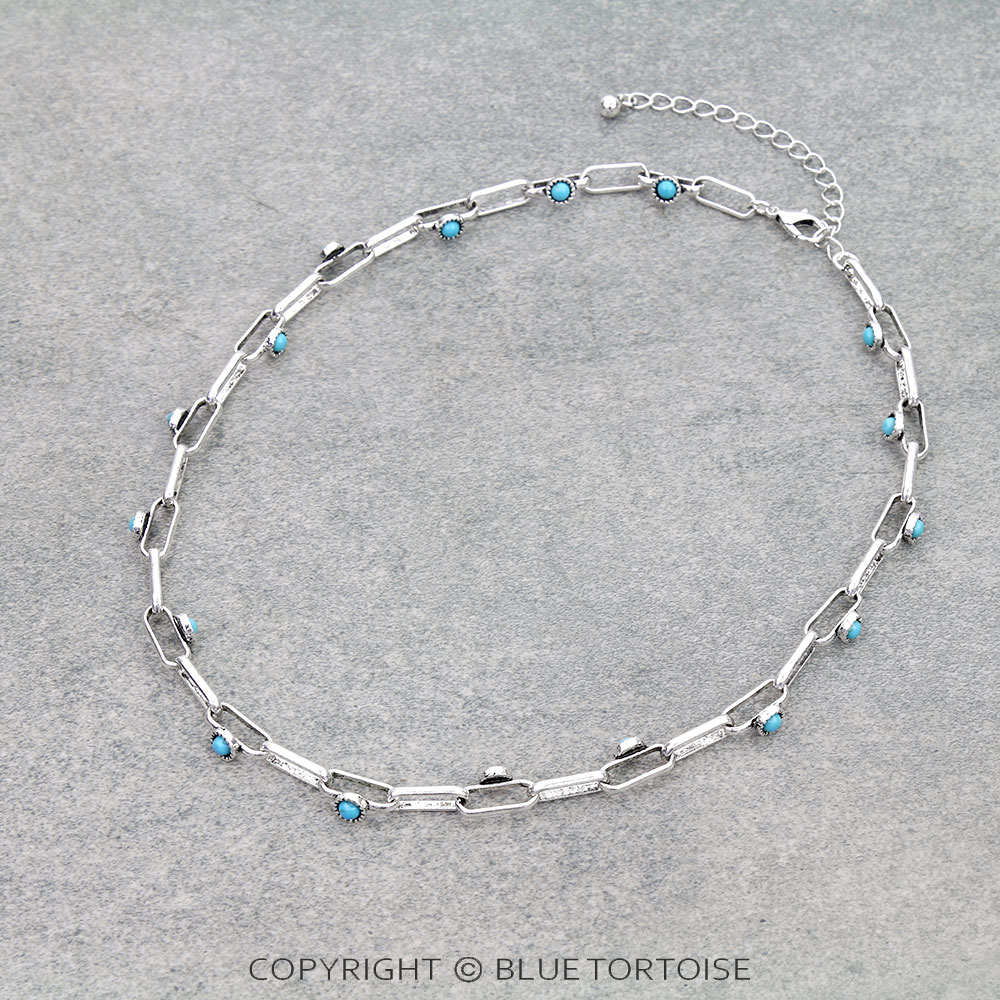 Western Soldered Stone Linked Chain Necklace