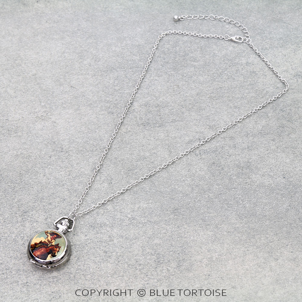 Western Cowgirl Pocket Locket Watch Necklace