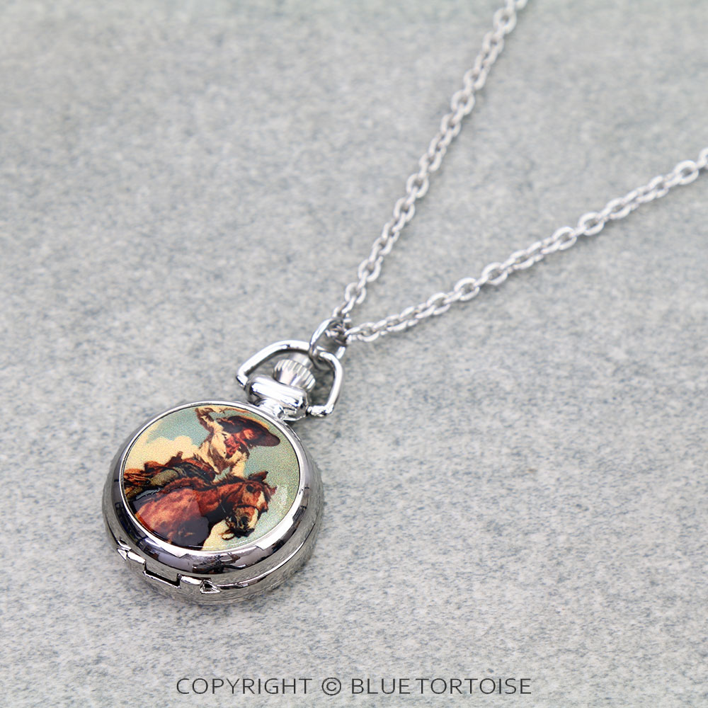 Western Cowgirl Pocket Locket Watch Necklace - Image 3
