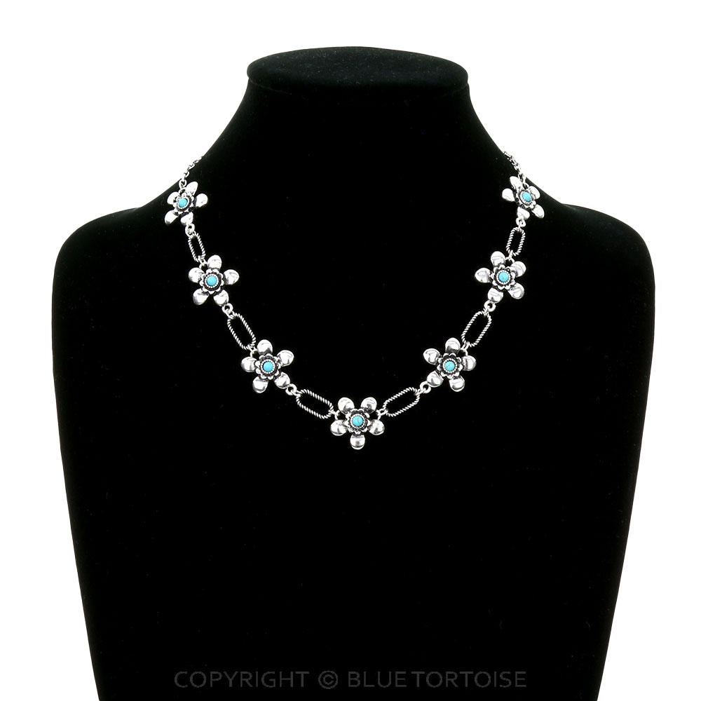 Western Flower Pendant Bench Necklace - Image 2