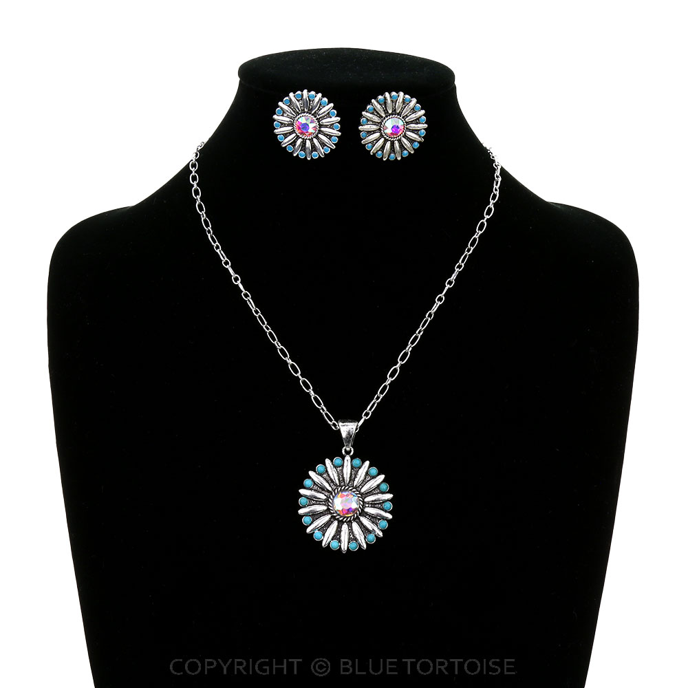 Western Concho Stone Necklace Set - Image 2