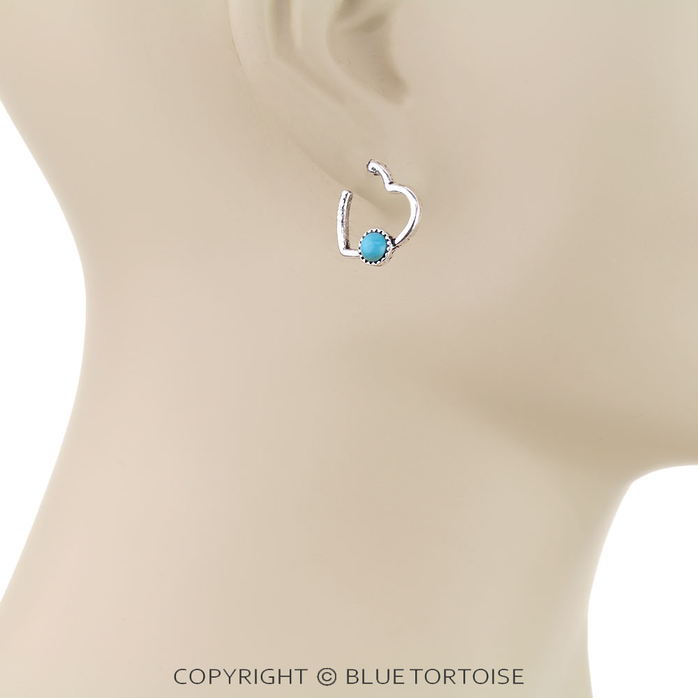 Heart Stone Hoop Earrings - Image 2