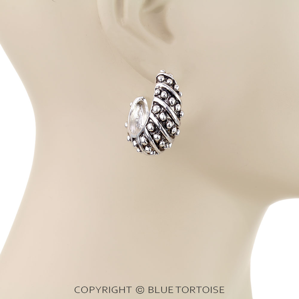 Western Tailored Ball TXR Hoop Earrings - Image 2