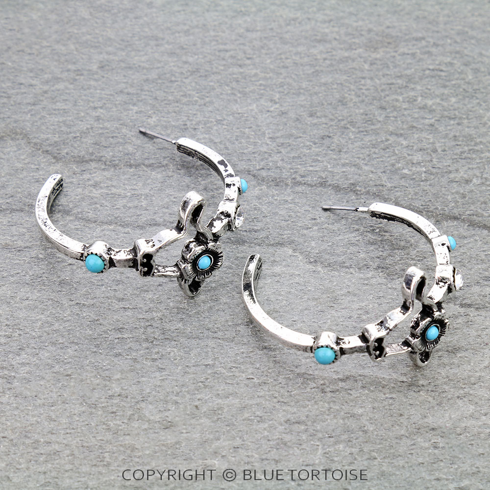 Western Cow Hoop Earrings