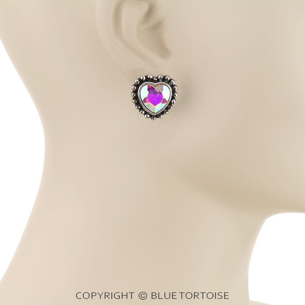 Western Heart Stone Stud Earrings - Image 2
