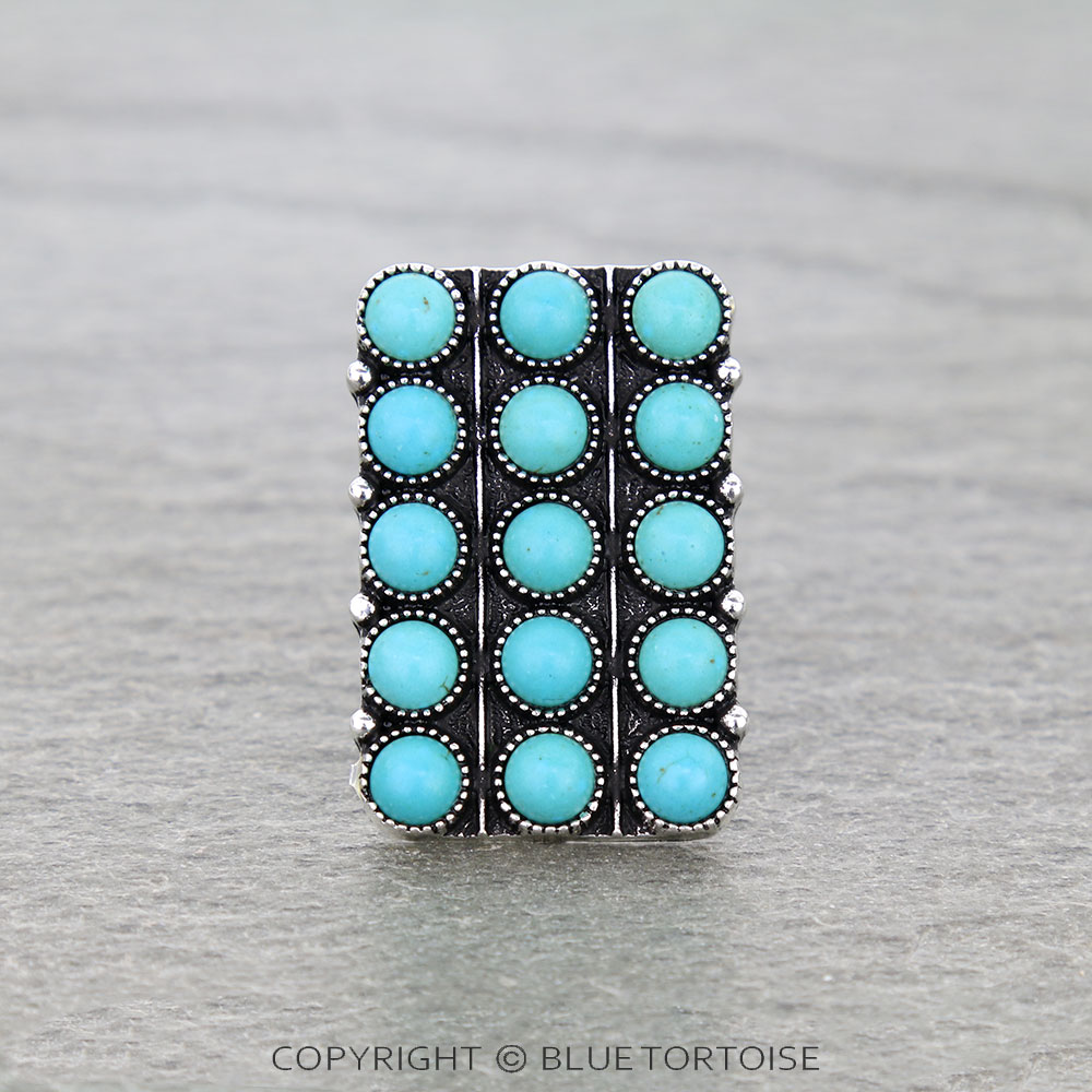 Western Rectangle Bubble Cuff Ring