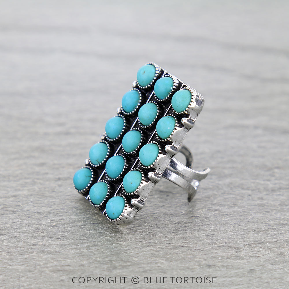 Western Rectangle Bubble Cuff Ring - Image 2