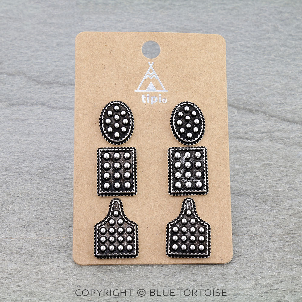 3 Pair Western Dot Bubble TXR Earring Set