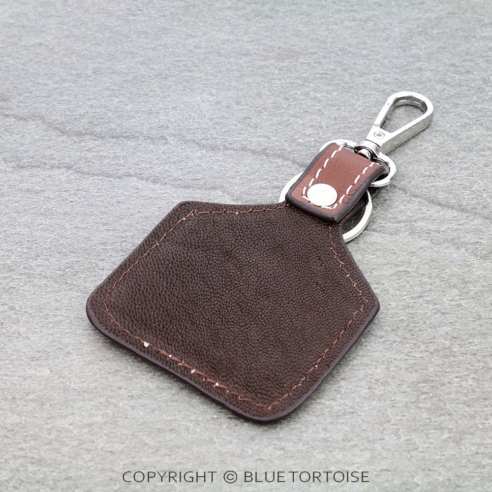 Western Boot Stitch Leather Ear Tag Keychain - Image 2
