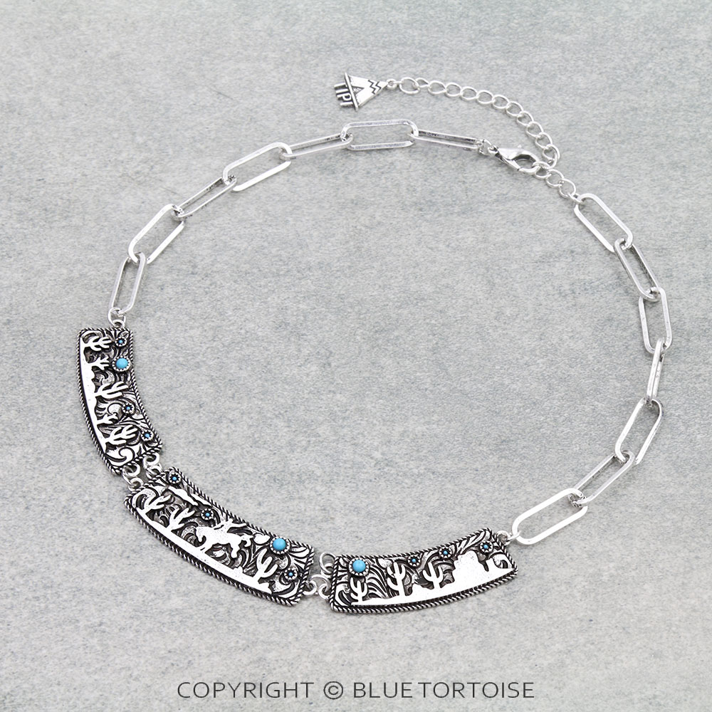 Western Rodeo 3 Plate Necklace