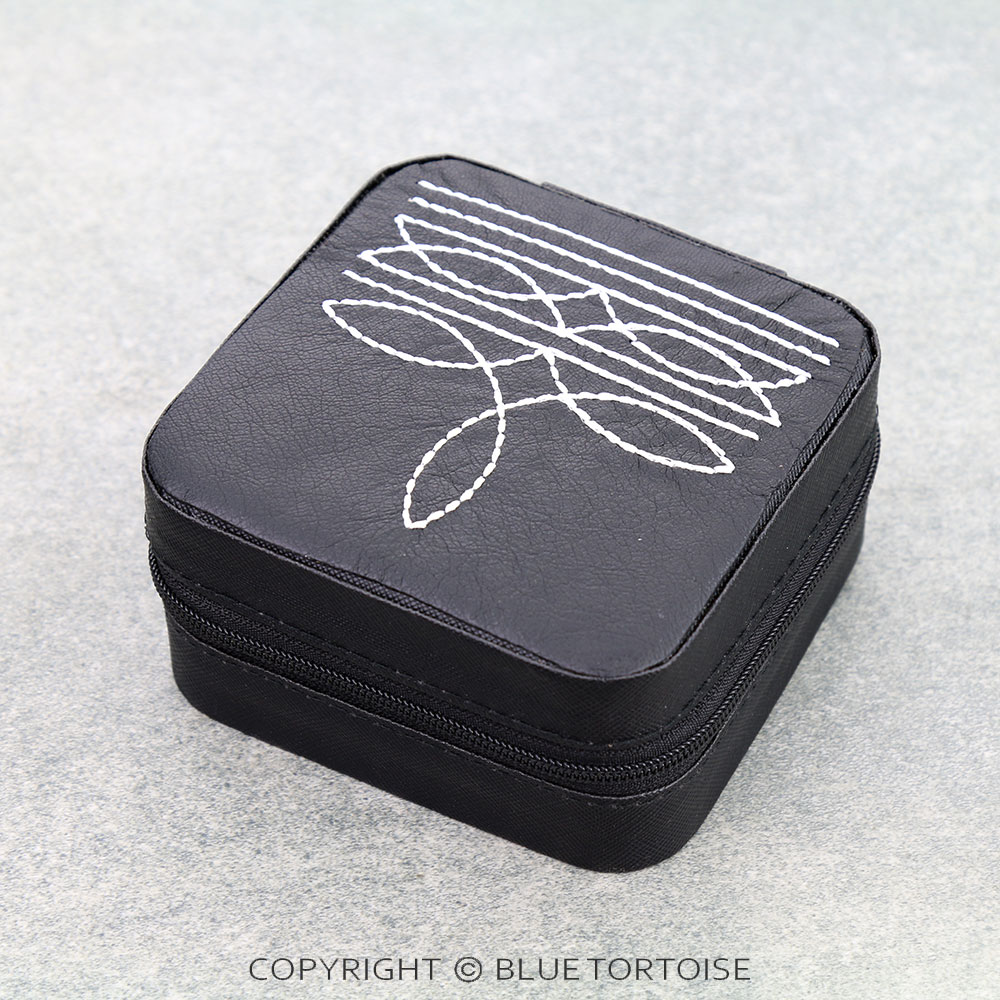 Western Boot Stitch Tooled Leather Jewelry Box