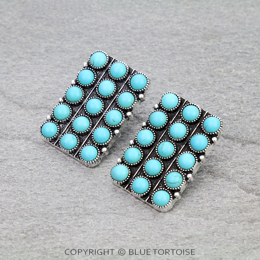 Western Rectangle Bubble Stud Earrings