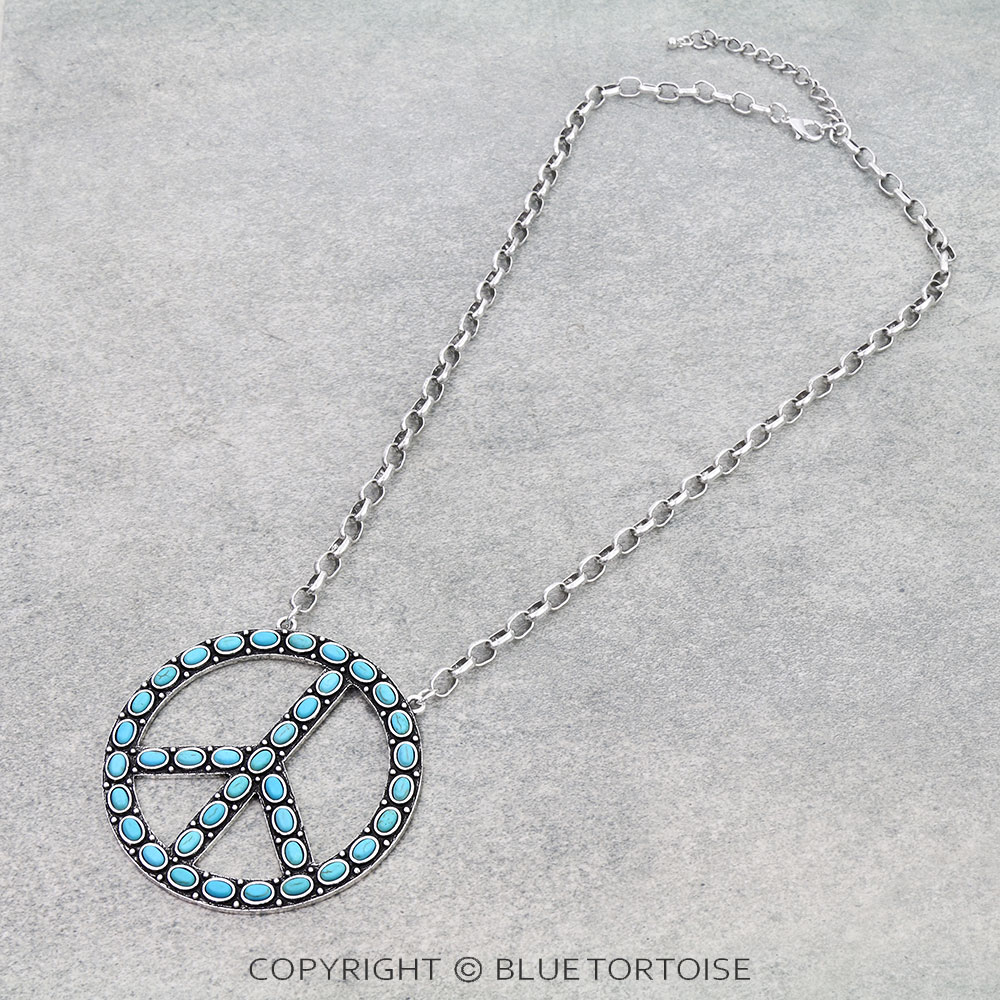Western Large Peace Sign Necklace