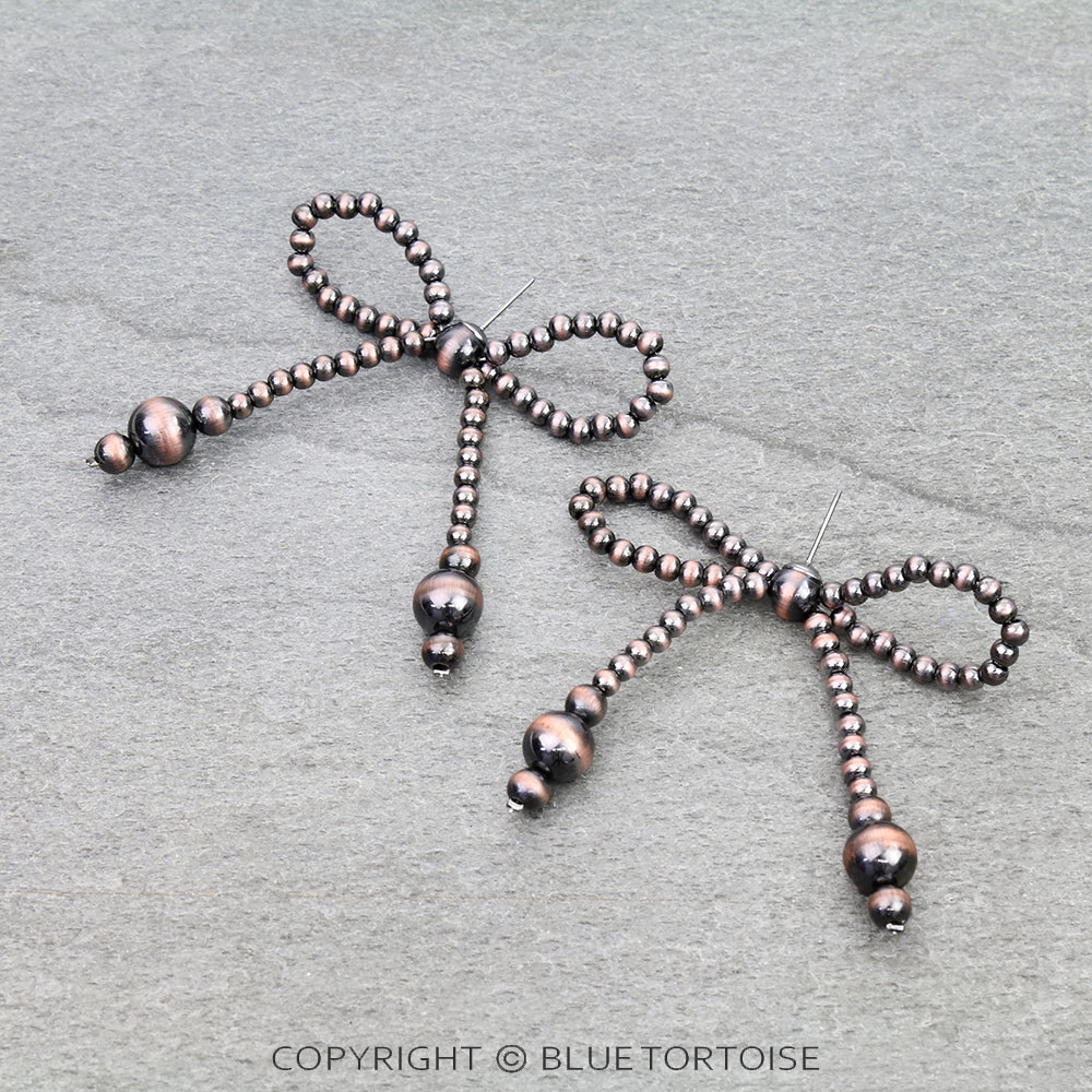 Navajo Style Pearl Bow Stud Earrings