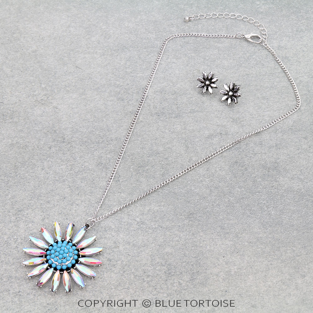 Western Sunflower Stone Necklace Set