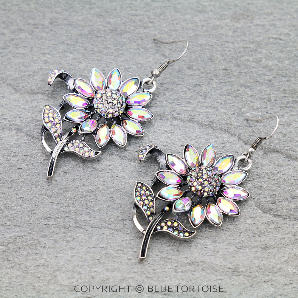 Western Sunflower Stone Dangle Earrings