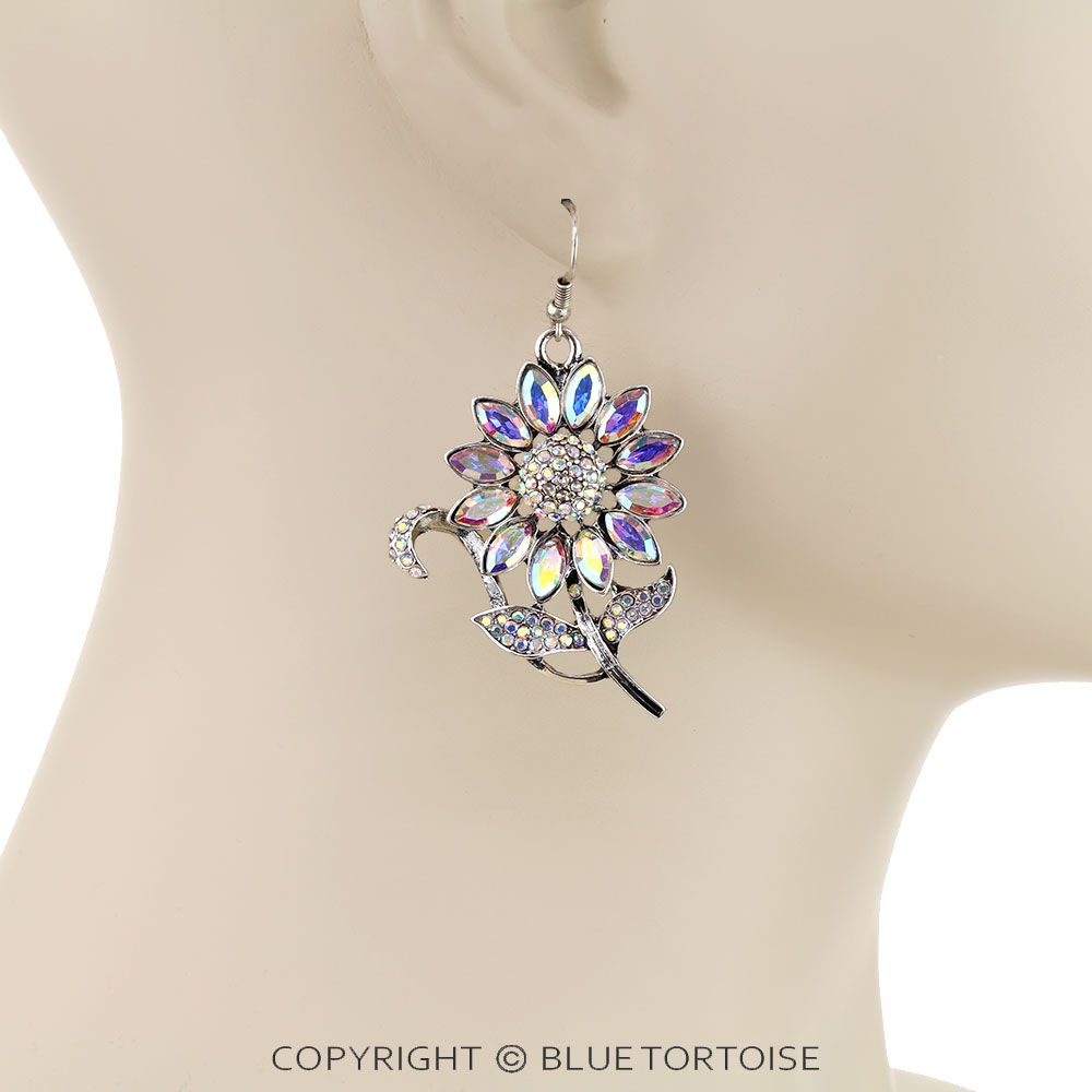Western Sunflower Stone Dangle Earrings - Image 2