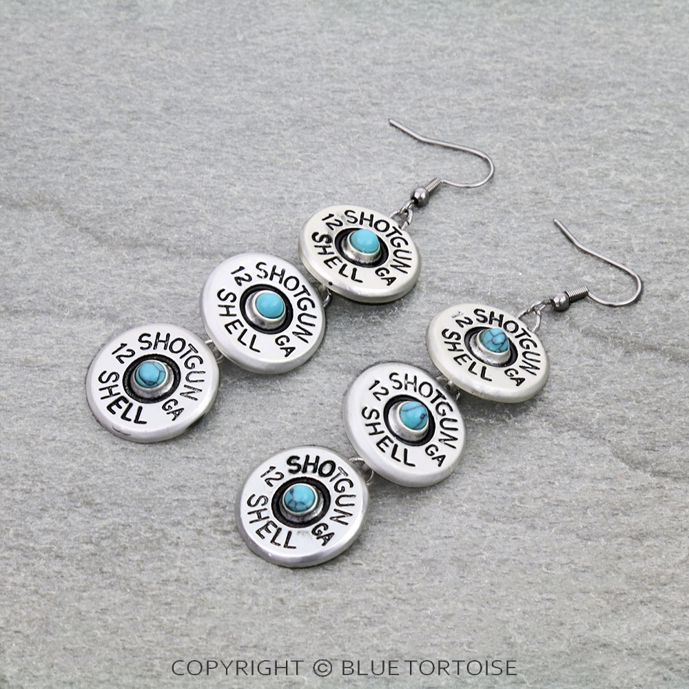 Western Shotgun Shell Overlapped Dangle Earrings