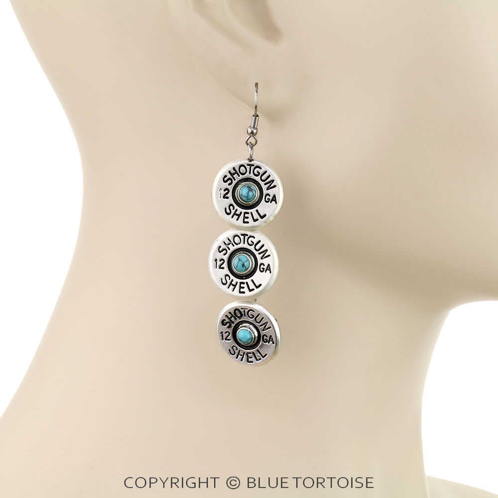 Western Shotgun Shell Overlapped Dangle Earrings - Image 2