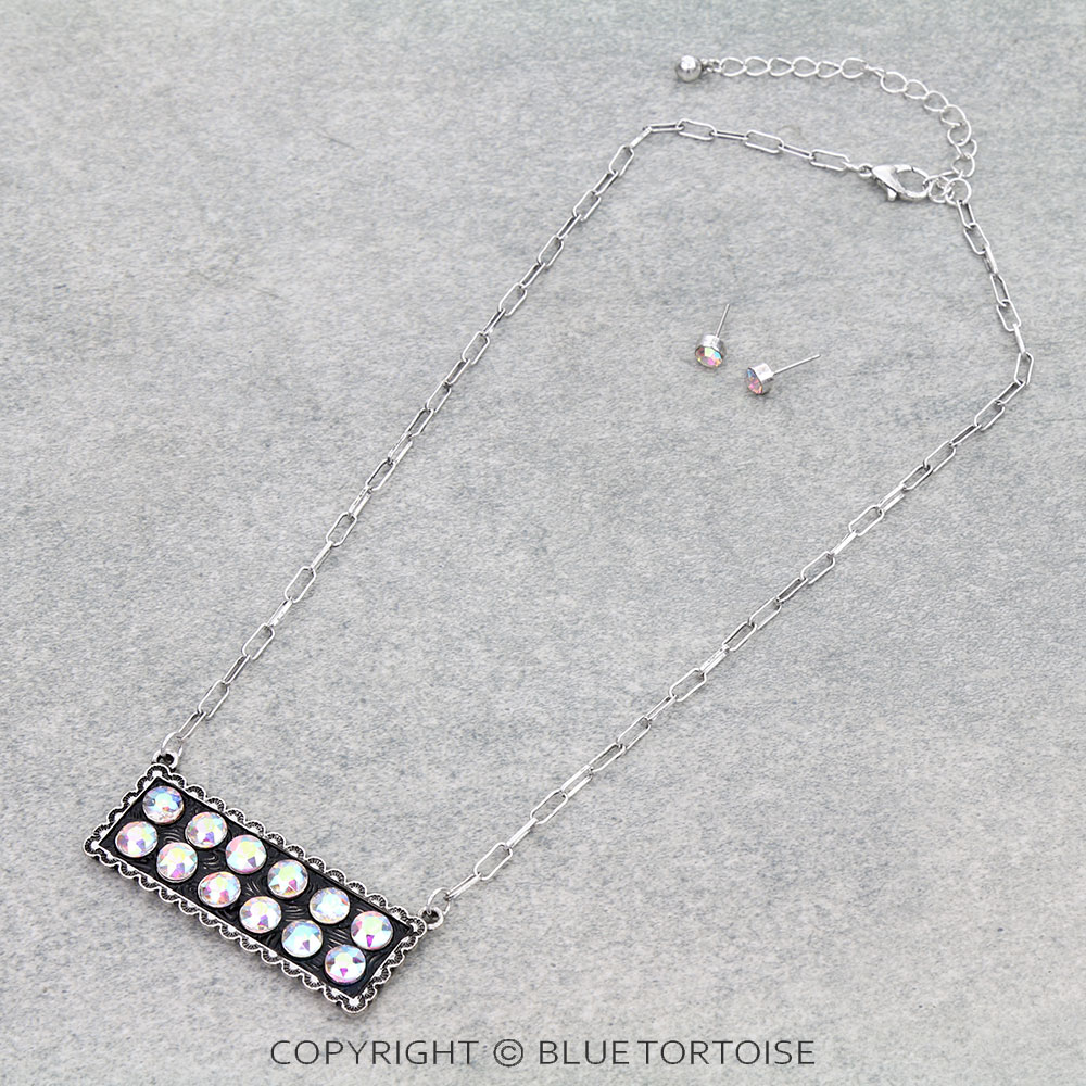 Western Stone Bar Necklace Set
