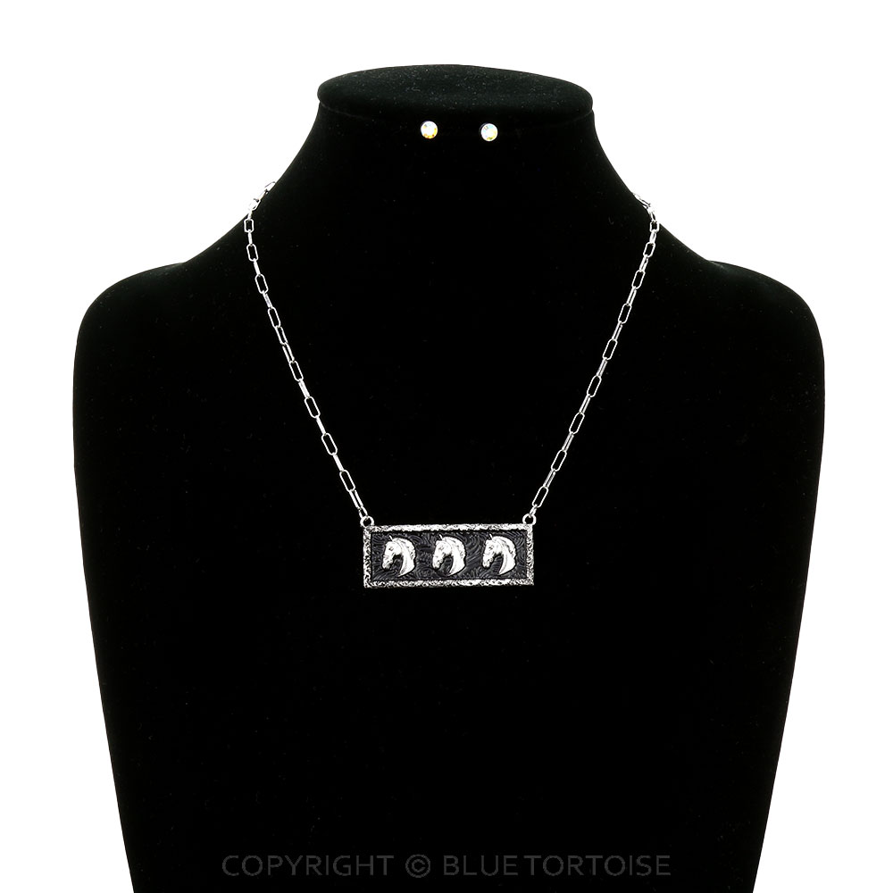 Western Horse Head Bar Necklace Set - Image 2