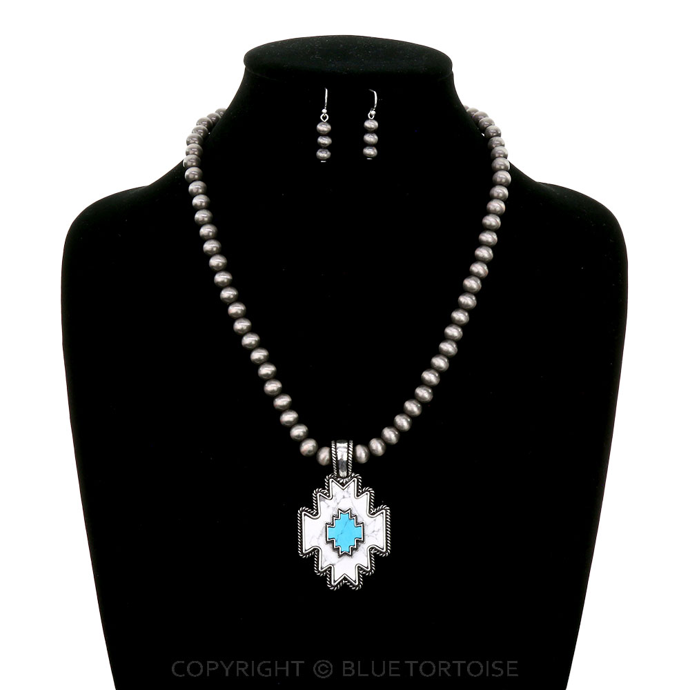 Western Aztec Pendant Necklace Set - Image 2