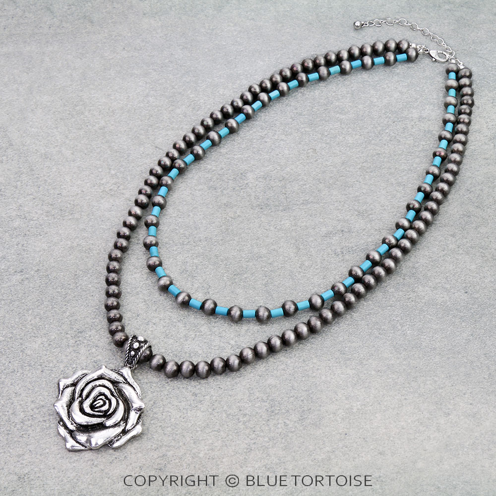 Western Rose Pendant Necklace