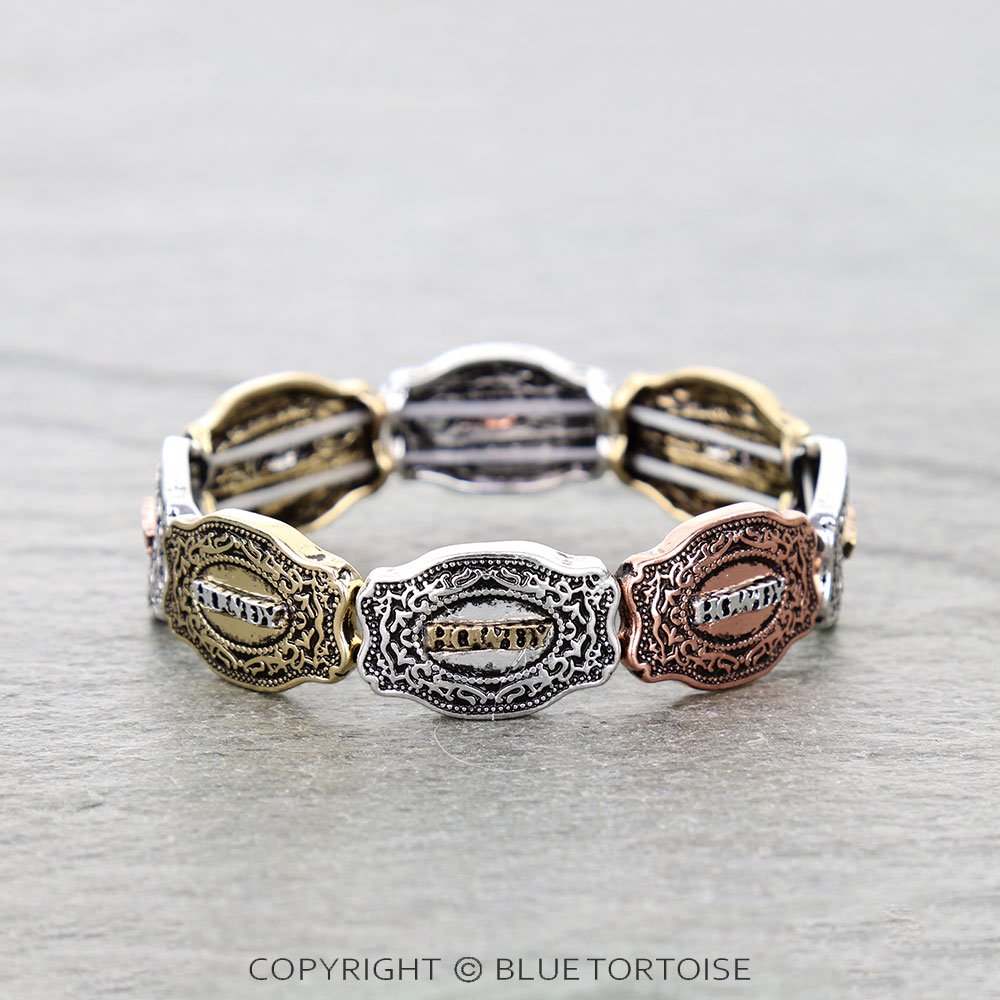 Western "HOWDY" Belt Buckle Stretch Bracelet