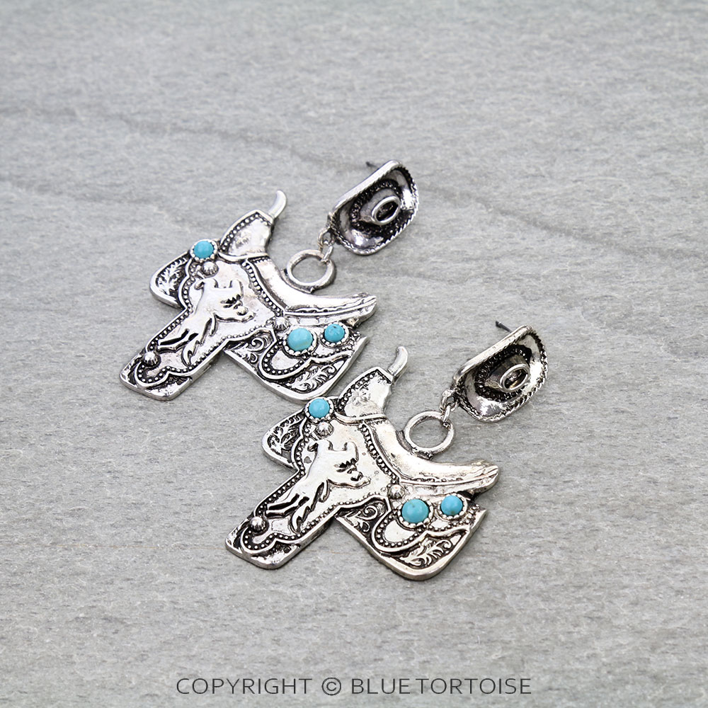 Western Horse Saddle Stud Earrings