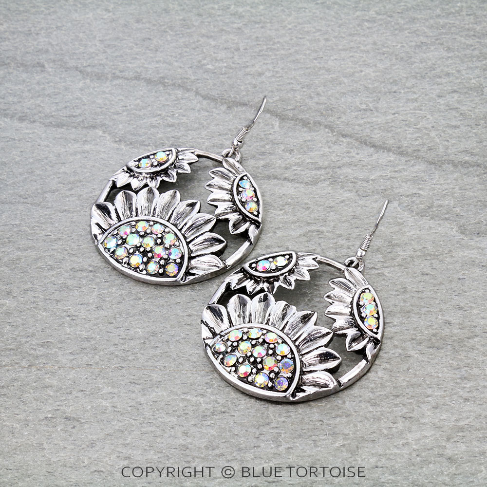 Western Sunflower Cutout Round Stud Earrings