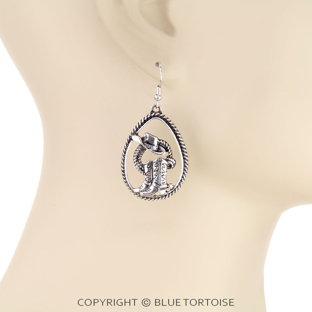 Western Boot Cutout Teardrop Stud Earrings - Image 2