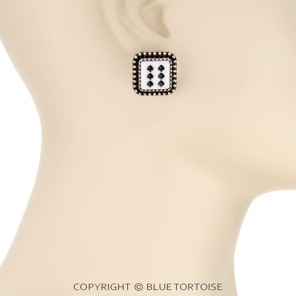 Western Spade Dice Stud Earrings - Image 2