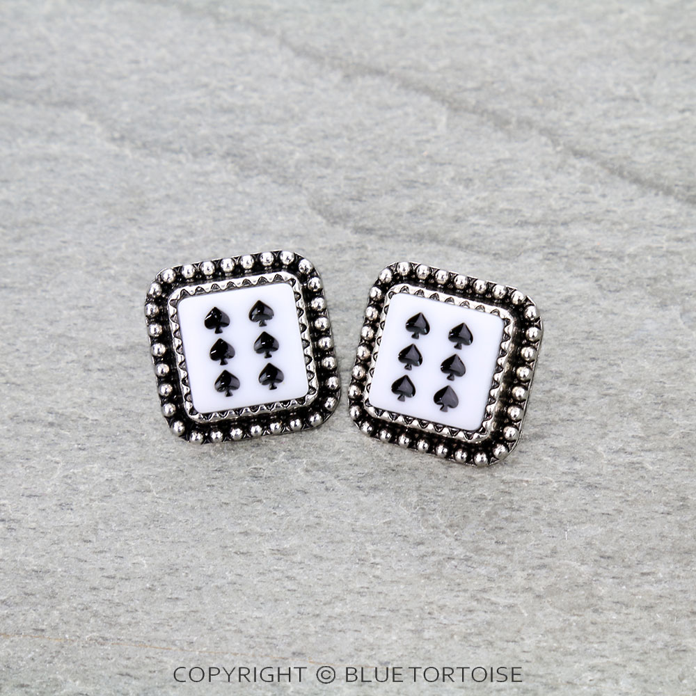 Western Spade Dice Stud Earrings