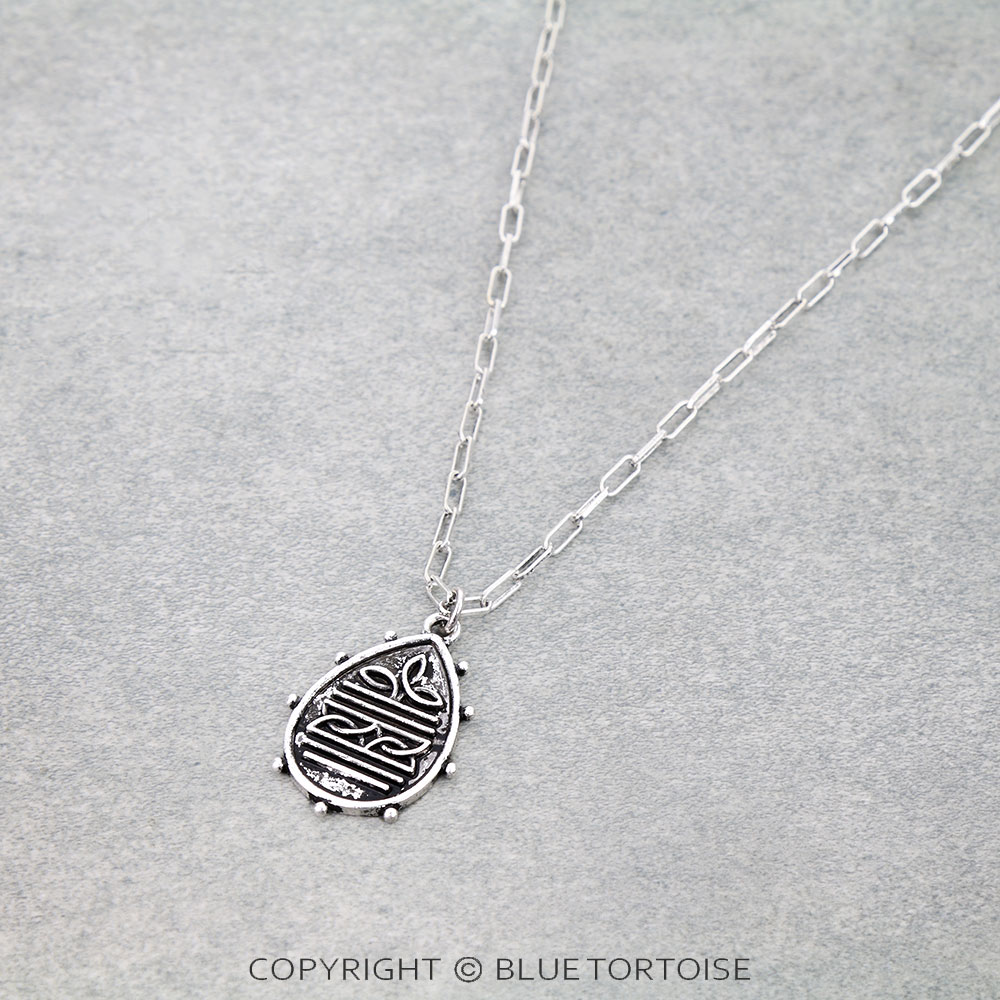 Western Boot Stitch Teardrop Necklace