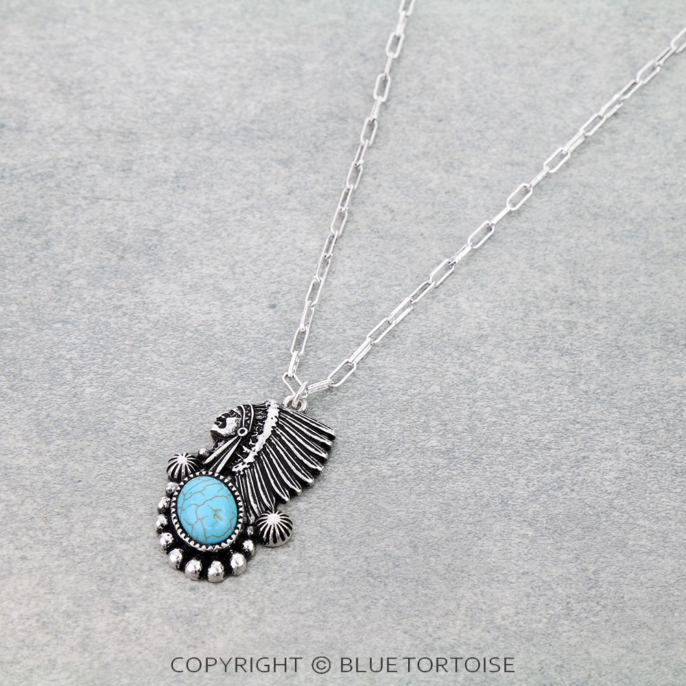 Western Indian Head Stone Necklace