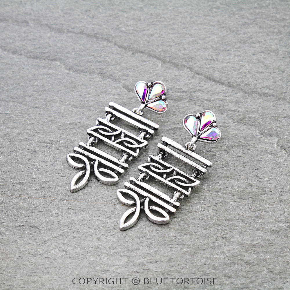 Western 3 Tiered Boot Stitch Stud Earrings