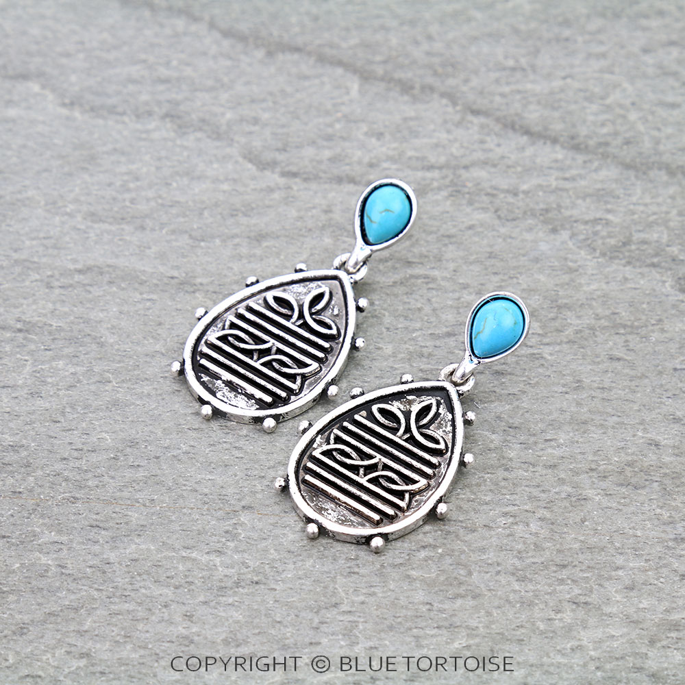 Western Boot Stitch Teardrop Stud Earrings
