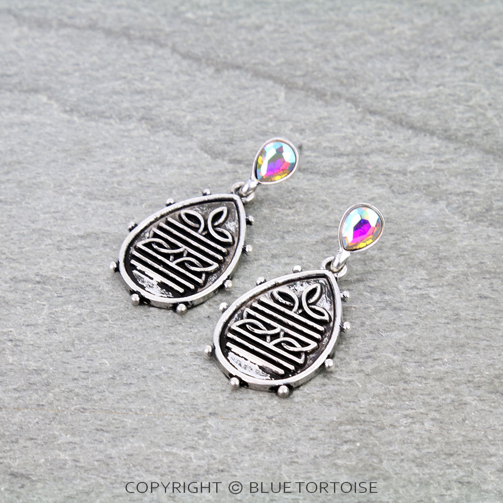 Western Boot Stitch Teardrop Stud Earrings