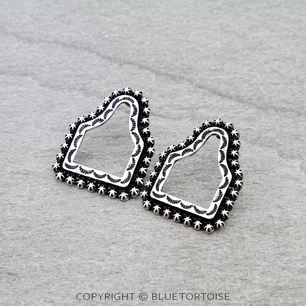 Western Ear Tag Cut Stud Earrings