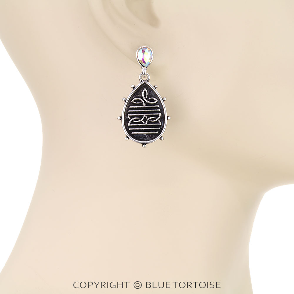 Western Boot Stitch Teardrop Stud Earrings - Image 2