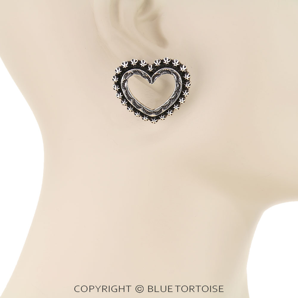 Western Heart Cut Stud Earrings - Image 2